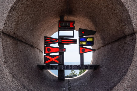 Novorossiysk, Russia - May 20, 2018: The complex of monuments to the sailors of the revolution. the inscription - I'm dying but not giving up. Monument to sailors, Defenders of the Revolution. City of Novorossiysk.のeditorial素材