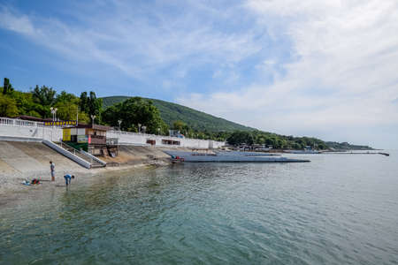 Novorossiysk, Russia - May 20, 2018: Panorama of the resort village of Kabardinka, near the city of Novorossiysk.のeditorial素材