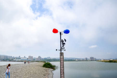 Novorossiysk, Russia - May 20, 2018: Wind pointer on the beach of Novorossiysk Aleksino.