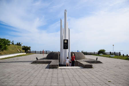 Novorossiysk, Russia - May 20, 2018: Monument dedicated to the shipwreck victims Admiral Nakhimov August 31, 1986のeditorial素材