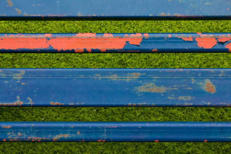 Structure of steel grandstand,steel stand cheer painted colorの写真素材