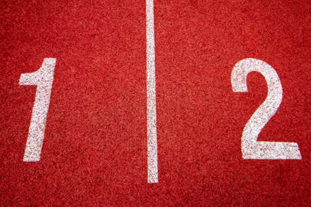 Red running track Synthetic rubber on the athletic stadium.の写真素材