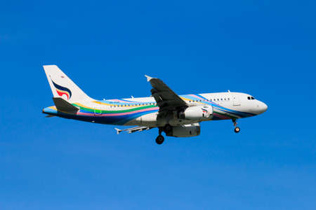 CHIANGMAI THAILAND - SEPTEMBER 2017 Bangkok Airways airplane landing at Chiangmai international airport in Morning day on September 5,2017 in Chiangmai Thailandのeditorial素材