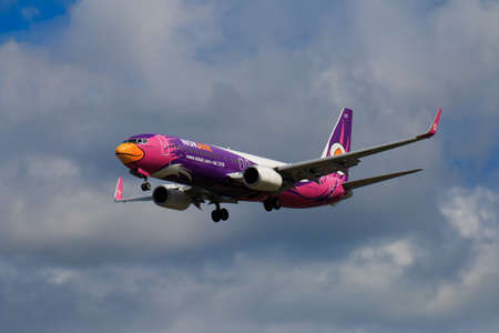 CHIANGMAI THAILAND - SEPTEMBER 2017 Nok Air airplane landing at Chiangmai international airport in Afternoon day on September 2,2017 in Chiangmai Thailandのeditorial素材