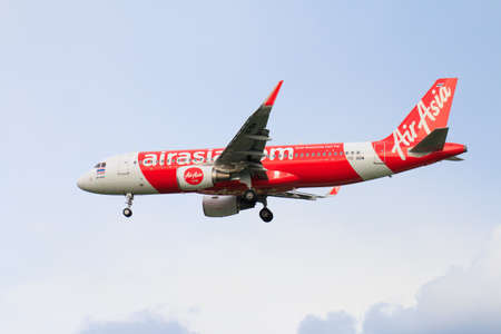 CHIANGMAI THAILAND - SEPTEMBER 2017 Thai Airasia airplane landing at Chiangmai international airport...