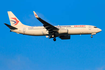 CHIANGMAI THAILAND - SEPTEMBER 2017 China Eastern airplane landing at Chiangmai international...