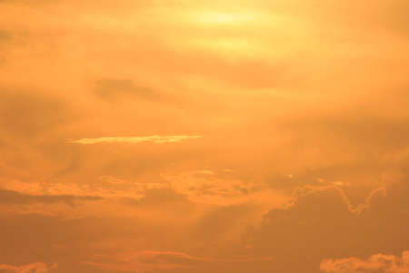 Beautiful Golden sky  with cloud before sunsetの写真素材