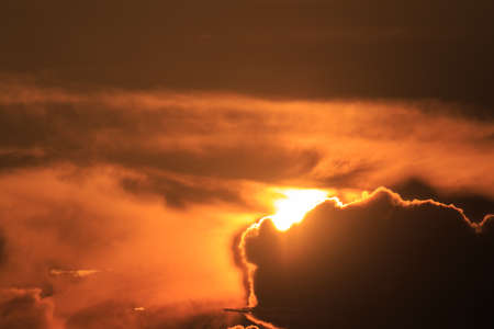 Beautiful Golden sky  with cloud before sunset