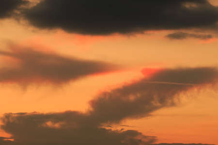 Beautiful Golden sky  with cloud before sunsetの写真素材