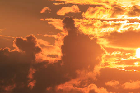 Beautiful Golden sky  with cloud before sunset