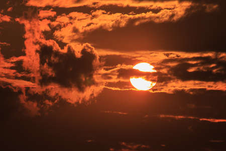 Beautiful Golden sky  with cloud before sunset