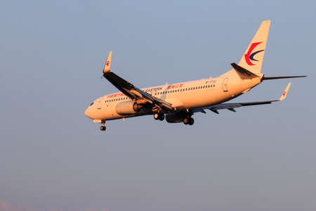 CHIANGMAI THAILAND - November2017 China Eastern Airlines airplane landing at Chiangmai international...