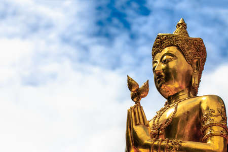 Golden buddha in Wat Pa Daraphirom Temple (Mae Rim) Chiang Mai,Thailandの写真素材
