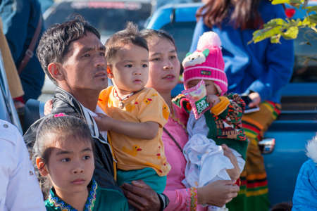 Thoet Thai, Chiang Mai - THAILAND, January 16, 2019 : Group of Shan or Tai Yai (ethnic group living in parts of Myanmar and Thailand)のeditorial素材