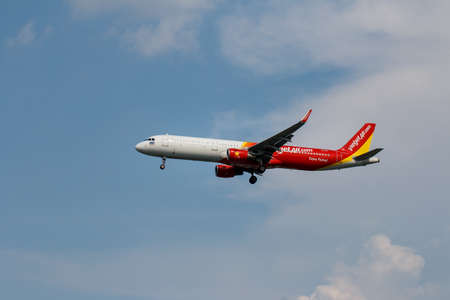 CHIANGMAI THAILAND - September 3, 2020 : Thai VietJet Air  airplane landing at Chiangmai...