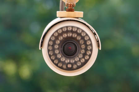 closeup of old cctv cameraの写真素材