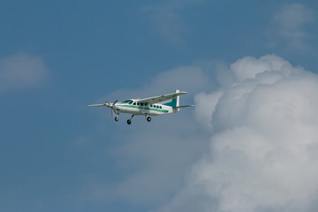 Small propeller plane flying in the thailand