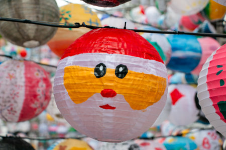 Paper lantern bright colors , lantern made of colored paper