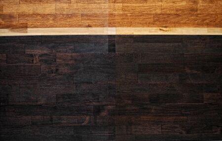 Applying protective varnish on a wooden furnitureの写真素材