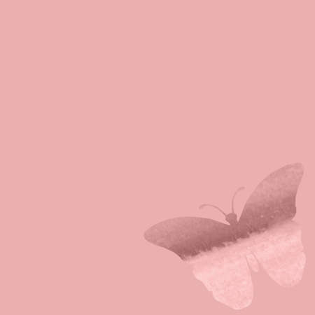 Watercolor butterfly on a pink background. Watercolor drawing suitable for holiday card, valentine day or birthday invitation. Art design. Banner or poster. Copy space. Related to summer or spring.の写真素材
