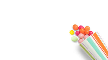 Lollipops and candies. Colorful sweets, festive decoration. Colorful candies on white background,...
