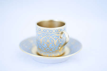 Coffee cup with saucer for traditional turkish coffeeの写真素材