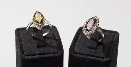 Designer luxury colorful gem beatiful woman ringsの写真素材