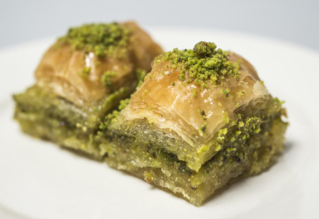 Traditional turkish sweets with pistachio - baklavaの写真素材