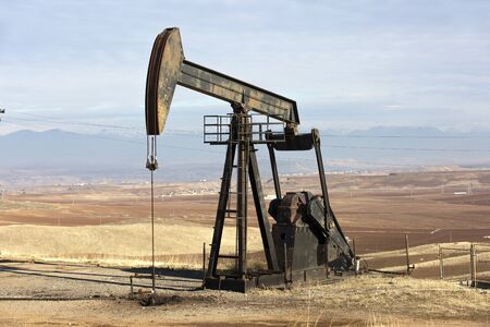 View of Oil Well Pumpjack (Horsehead) at Daylight Oil Industry