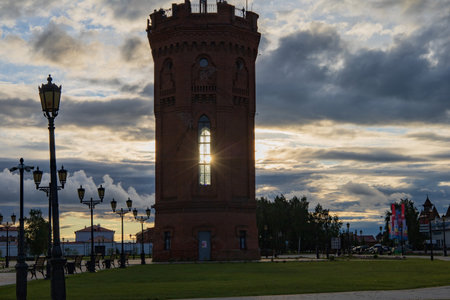 old tower at duskの写真素材
