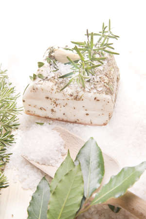 Mediterranean diet, bacon with herbs の写真素材