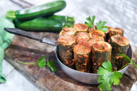 Second Dish Of Zucchini Stuffed With Meatの写真素材