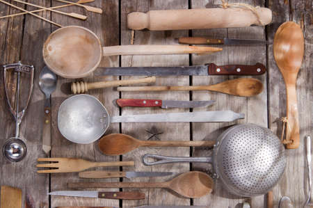 Old and various accessories for the preparation of food 
の写真素材