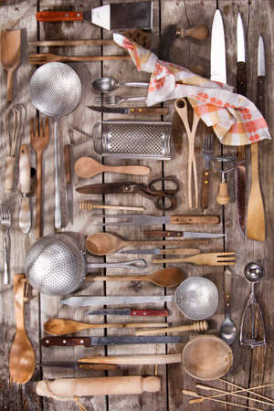 Old and various accessories for the preparation of food 
の写真素材