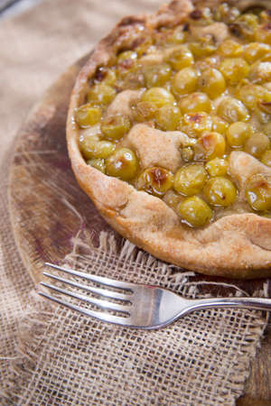 Sweet typical Tuscan focaccia with grapes strawberry white の写真素材