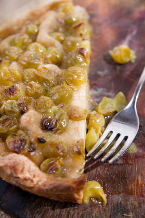 Sweet typical Tuscan focaccia with grapes strawberry white の写真素材