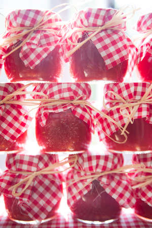 Presentation and preservation of homemade tomato sauce. の写真素材