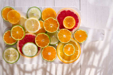 Presenting a blend of citrus slices of different typesの写真素材