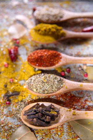 Presentation of mixed spices needed for international cuisineの写真素材