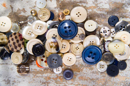 Presentation of old buttons used for clothes and dressesの写真素材