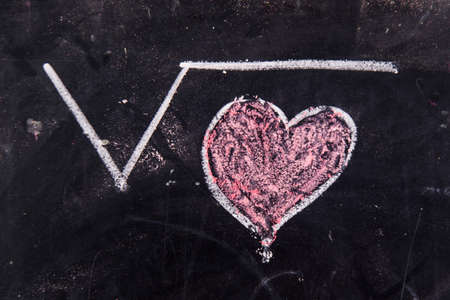 Representation with chalk on the blackboard of calculations rappresentani loveの写真素材