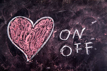 Representation with chalk on the blackboard of calculations rappresentani loveの写真素材