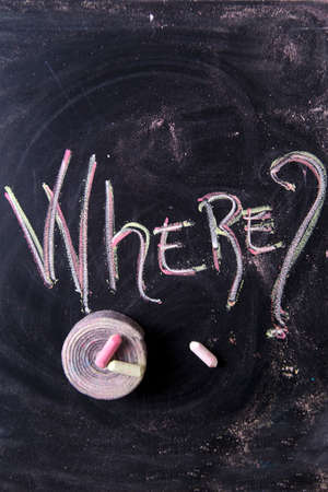 Written with chalk on blackboard graphic representation of the word ,whereの写真素材