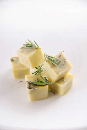 Extra virgin olive oil storage oil flavored with rosemaryの写真素材