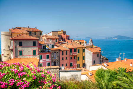 View of the small village of Tellaro Liguria Italyの写真素材
