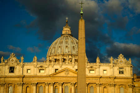 View of St. Peter's Basilica in the Vatican, given the early hours of the dayの写真素材