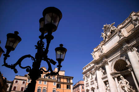 The historic fountain of Trevi in Rome, capital of Italyの写真素材