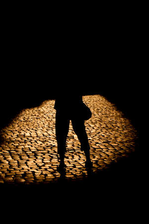 Street photography represents the shadows that arise at sunset timeの写真素材