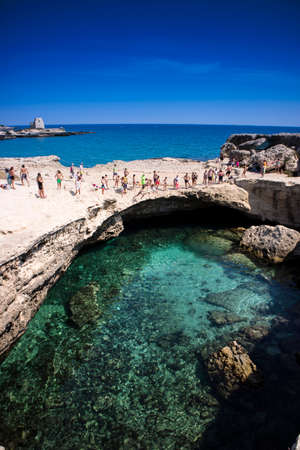 View of the Grotta della Poesia in the Puglia region of Italyのeditorial素材