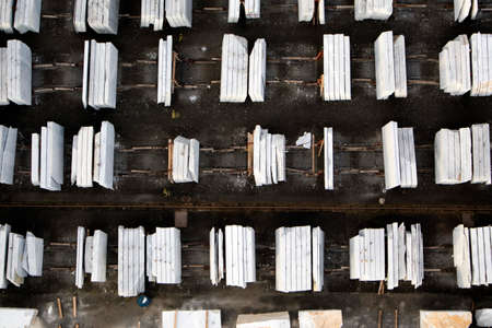 Aerial view of an area used as a marble warehouse awaiting processing.の写真素材